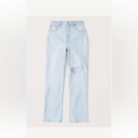 Abercrombie and fitch Curve Love 90s Ultra High Rise Straight Jeans, light wash - Picture 1 of 2